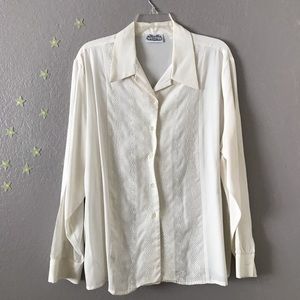 White embroidered collared blouse
